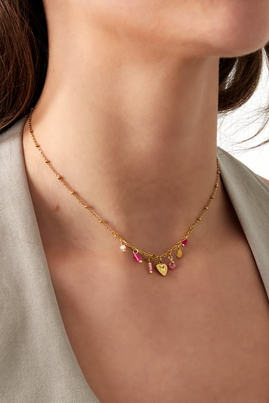 Collar de fiesta rosa - Color plata h5 Imagen2